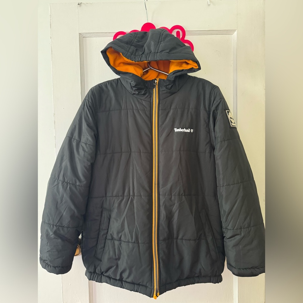 Timberland Kids Black Jacket with Orange Accents